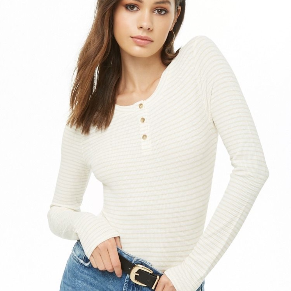 Striped Waffle Knit Bodysuit